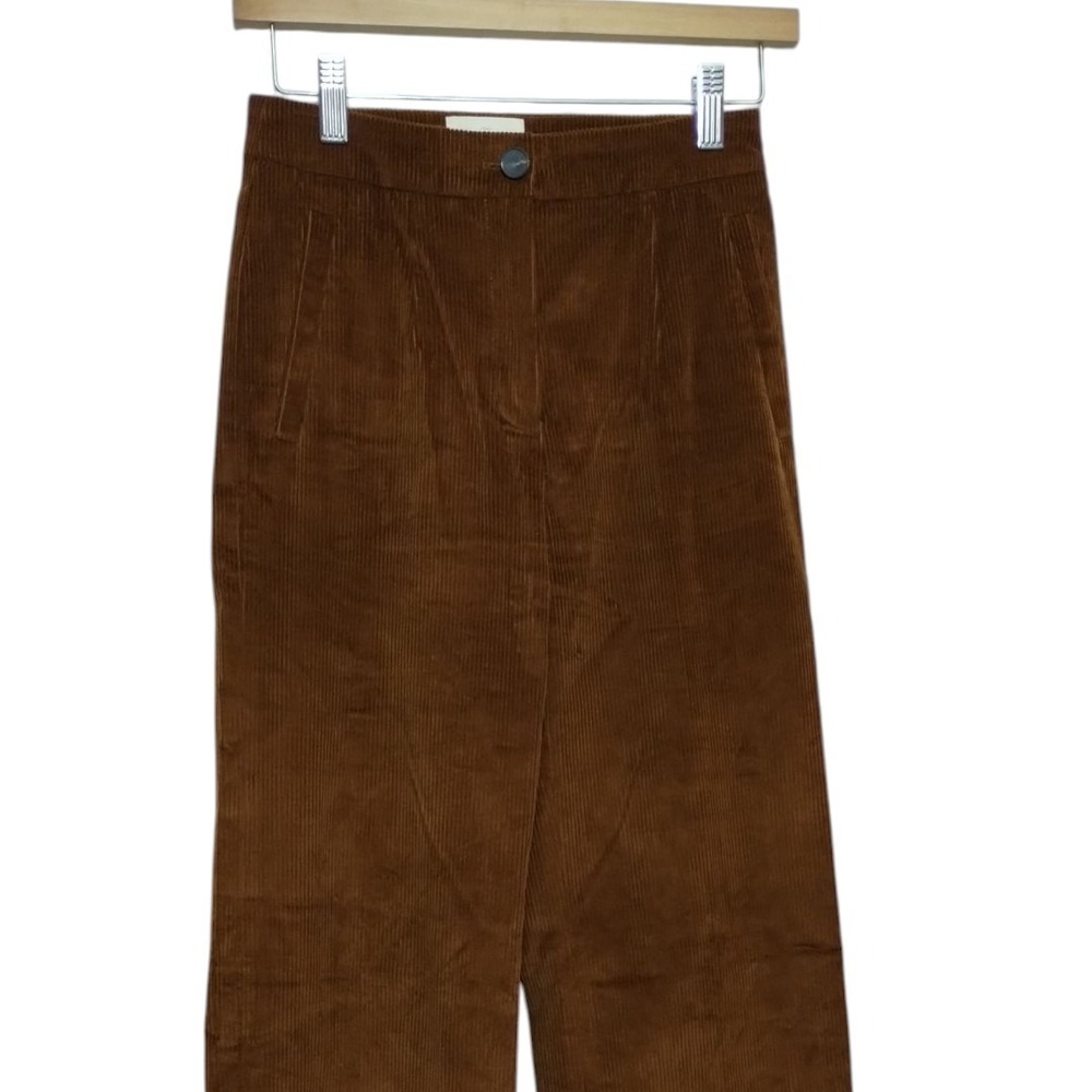 Sezane Martin High Rise Wide Leg Trouser Corduroy Pants Womens 2 In Moka Boho - Picture 3 of 8
